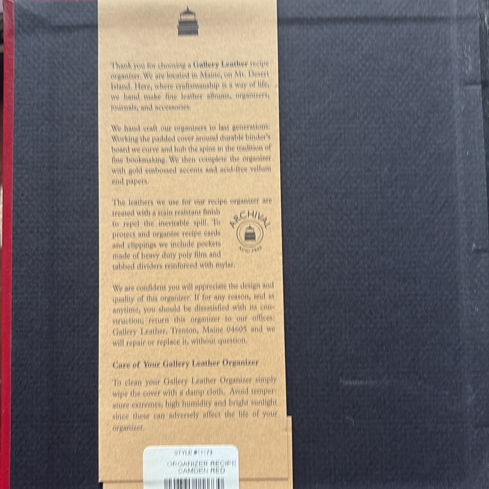 New -Gallery Leather Red Recipe Organizer - Picture 3 of 8